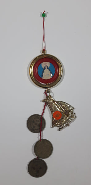 Unique Chinese New Year Good Luck Coins Merchant Ship 10 3/4" Long Hanging Decoration