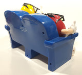 1999 M & M's Red And Yellow Character Sitting In Movie Theater Chairs Eating Popcorn Wearing 3D Glasses Plastic Candy Dispenser Machine
