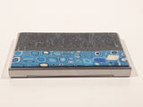 Abstract Blue Pattern Hinged Metal Cigarette Case