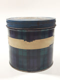 Vintage Blue and Green Plaid Pattern Tobacco Tin Metal Can