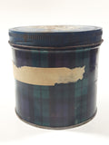 Vintage Blue and Green Plaid Pattern Tobacco Tin Metal Can