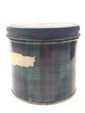 Vintage Blue and Green Plaid Pattern Tobacco Tin Metal Can