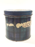 Vintage Blue and Green Plaid Pattern Tobacco Tin Metal Can