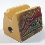 Vintage San Francisco Golden Gate Bridge and Cable Car 2 5/8" Wide Glazed Ceramic Small Notepad and Pencil Holder