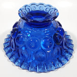 Vintage Mosser / Weishar Ruffled Edge Moons & Stars Pattern 8" Cobalt Blue Glass Pedestal Candy Dish Bowl
