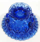Vintage Mosser / Weishar Ruffled Edge Moons & Stars Pattern 8" Cobalt Blue Glass Pedestal Candy Dish Bowl