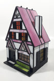 Vintage Century Classic Centuryville Pink and White Swiss Chalet Bavarian House with Green Bench 7" Tall Building Shaped Table Lamp