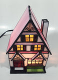 Vintage Century Classic Centuryville Pink and White Swiss Chalet Bavarian House with Green Bench 7" Tall Building Shaped Table Lamp