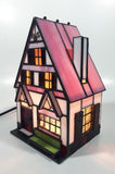 Vintage Century Classic Centuryville Pink and White Swiss Chalet Bavarian House with Green Bench 7" Tall Building Shaped Table Lamp