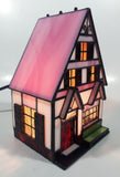 Vintage Century Classic Centuryville Pink and White Swiss Chalet Bavarian House with Green Bench 7" Tall Building Shaped Table Lamp