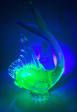 Vintage Murano Clear Blue Yellow Green Tropical Fish 9" Tall Vaseline Uranium Art Glass Ornament