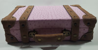 Suede Leather Pink and Brown Small Travel Briefcase Suitcase