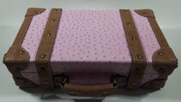 Suede Leather Pink and Brown Small Travel Briefcase Suitcase