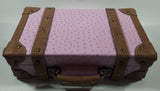 Suede Leather Pink and Brown Small Travel Briefcase Suitcase