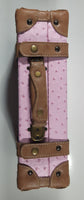Suede Leather Pink and Brown Small Travel Briefcase Suitcase