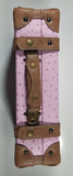 Suede Leather Pink and Brown Small Travel Briefcase Suitcase