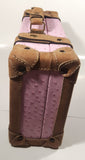 Suede Leather Pink and Brown Small Travel Briefcase Suitcase