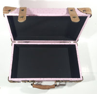 Suede Leather Pink and Brown Small Travel Briefcase Suitcase