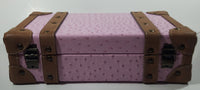 Suede Leather Pink and Brown Small Travel Briefcase Suitcase