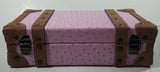 Suede Leather Pink and Brown Small Travel Briefcase Suitcase