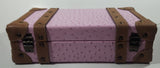 Suede Leather Pink and Brown Small Travel Briefcase Suitcase