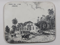 Vintage Jamaica Local Landmarks Scenes Black and White Pictures 3 3/4" x 4 3/4" Wood Coasters with Felt Backing Set of 5