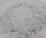 Mikasa Christmas Story Frosted Glass Child Throwing Snow Balls with Trees Embossed Glass Frilled Edge 10" Candy Dish