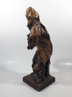 Xalisco Elaborado A Mano Mexican Folk Art Man Holding Pig Paper Mache 12" Tall Figure On Wood Base