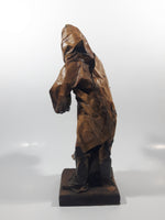 Xalisco Elaborado A Mano Mexican Folk Art Man Holding Pig Paper Mache 12" Tall Figure On Wood Base