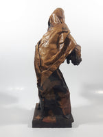 Xalisco Elaborado A Mano Mexican Folk Art Man Holding Pig Paper Mache 12" Tall Figure On Wood Base