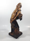 Xalisco Elaborado A Mano Mexican Folk Art Man Holding Pig Paper Mache 12" Tall Figure On Wood Base