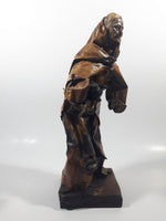 Xalisco Elaborado A Mano Mexican Folk Art Man Holding Pig Paper Mache 12" Tall Figure On Wood Base