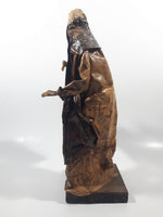 Xalisco Elaborado A Mano Mexican Folk Art Man Holding A Bundle of Sticks Paper Mache 12" Tall Figure On Wood Base