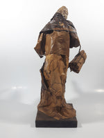 Xalisco Elaborado A Mano Mexican Folk Art Man Holding A Bundle of Sticks Paper Mache 12" Tall Figure On Wood Base