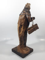 Xalisco Elaborado A Mano Mexican Folk Art Man Holding A Bundle of Sticks Paper Mache 12" Tall Figure On Wood Base