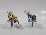 Set of 2 Glass Blue and Yellow Miniature Plants 2 3/4" Tall