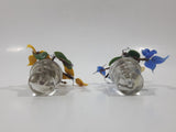 Set of 2 Glass Blue and Yellow Miniature Plants 2 3/4" Tall