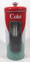 2012 Coca Cola Coke Ice Cold Embossed Tin Metal 9" Tall Straw Dispenser Holder