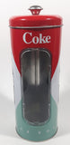 2012 Coca Cola Coke Ice Cold Embossed Tin Metal 9" Tall Straw Dispenser Holder