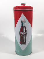 2012 Coca Cola Coke Ice Cold Embossed Tin Metal 9" Tall Straw Dispenser Holder