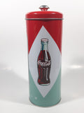 2012 Coca Cola Coke Ice Cold Embossed Tin Metal 9" Tall Straw Dispenser Holder