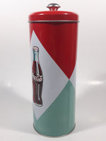 2012 Coca Cola Coke Ice Cold Embossed Tin Metal 9" Tall Straw Dispenser Holder