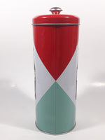 2012 Coca Cola Coke Ice Cold Embossed Tin Metal 9" Tall Straw Dispenser Holder