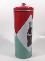 2012 Coca Cola Coke Ice Cold Embossed Tin Metal 9" Tall Straw Dispenser Holder
