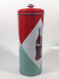 2012 Coca Cola Coke Ice Cold Embossed Tin Metal 9" Tall Straw Dispenser Holder