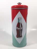 2012 Coca Cola Coke Ice Cold Embossed Tin Metal 9" Tall Straw Dispenser Holder
