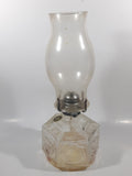 Vintage Lamplight Farms Amish Horse and Buggy Farm Scenes 14" Tall Clear Embossed Glass Oil Lamp