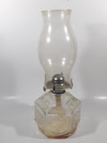 Vintage Lamplight Farms Amish Horse and Buggy Farm Scenes 14" Tall Clear Embossed Glass Oil Lamp