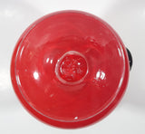 Beautiful Red with Applied Blue Rose and Green Leaves Ruffled Top 10" Tall Art Glass Pedestal Vase