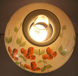 Vintage 1970 EF Industries Hand Painted Red Flowers and Leaves Pattern Mint Green Glass 22" Tall 3-Way Hurricane Table Lamp Electric